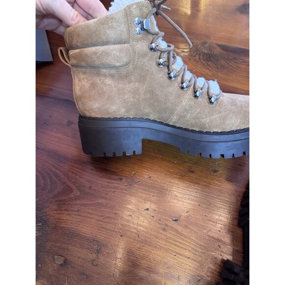 MARC FISHER LTD NAIRY FAUX FUR TRIM HIKING BOOTS IN BROWN NEW WOMEN'S SIZE 9 - Picture 7 of 16